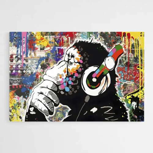 Tableau Singe Casque Colore