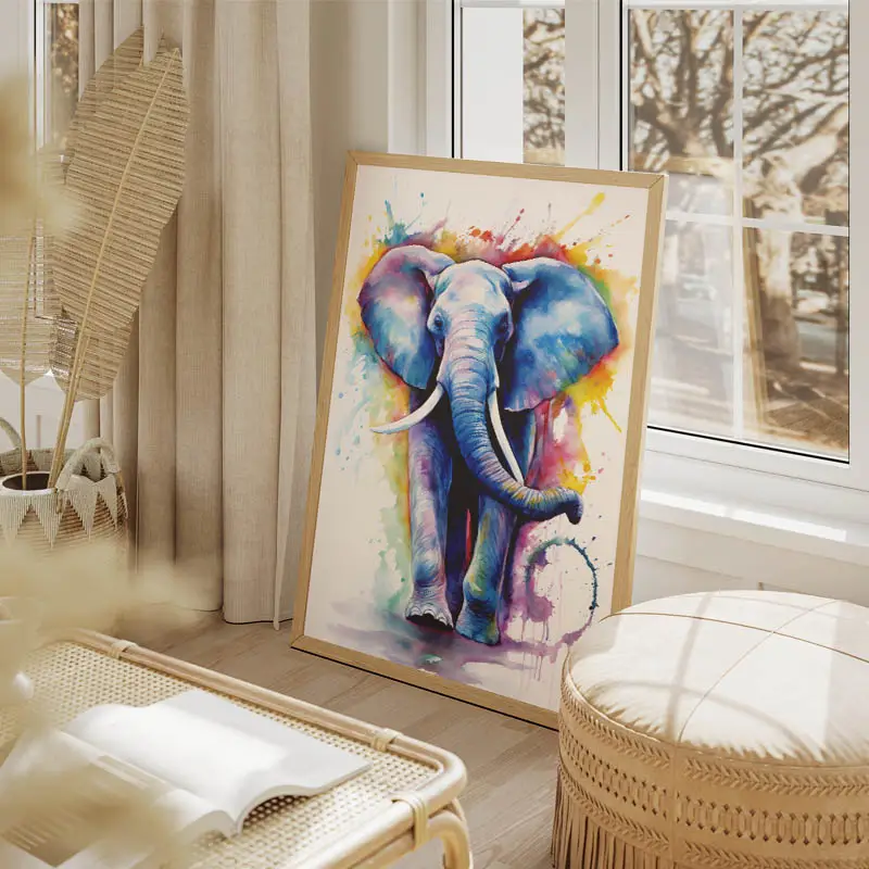 Tableau Éléphant Bleu
