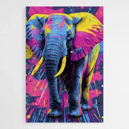 Tableau Elephant Multicolore