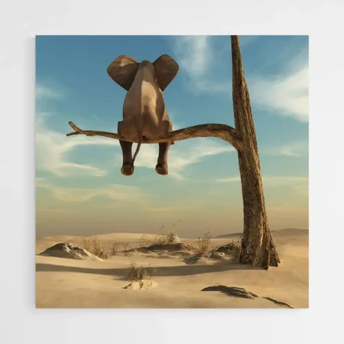 Tableau Éléphant sur une Branche