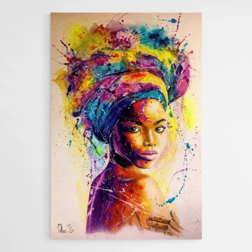 Tableau Femme Africaine Multicolore