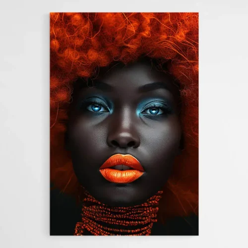 Tableau femme afro cheveux oranges