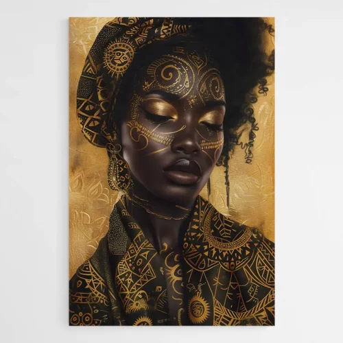 Tableau femme noire dorée