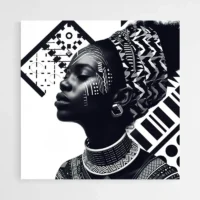 Tableau femme noire en noir et blanc