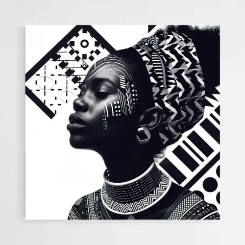 Tableau femme noire en noir et blanc