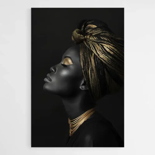 Tableau femme noire et or