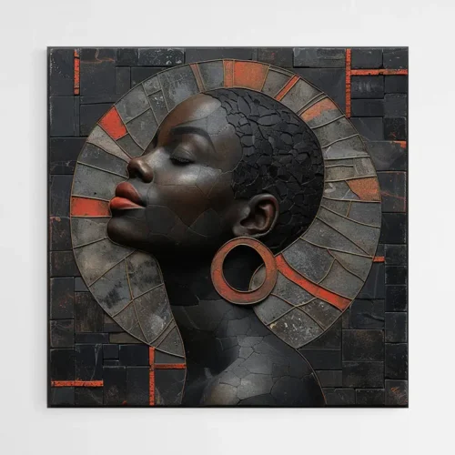 Tableau femme noire texturé