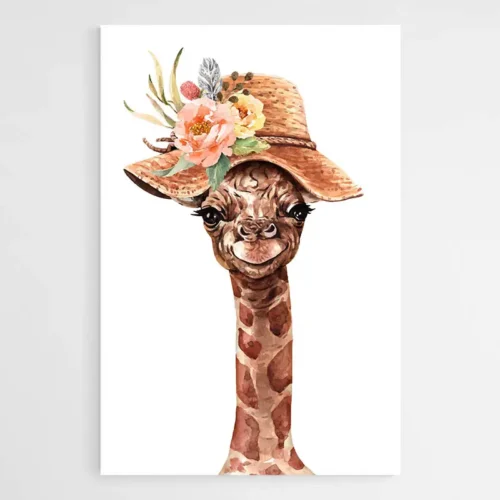 Tableau Girafe Chapeau