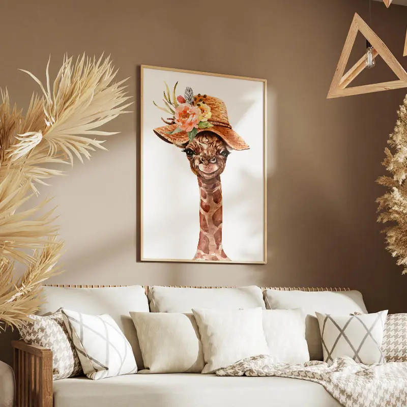 Tableau Girafe Chapeau