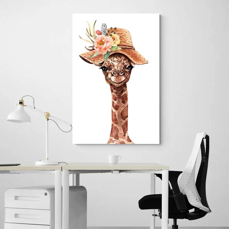 Tableau Girafe Chapeau