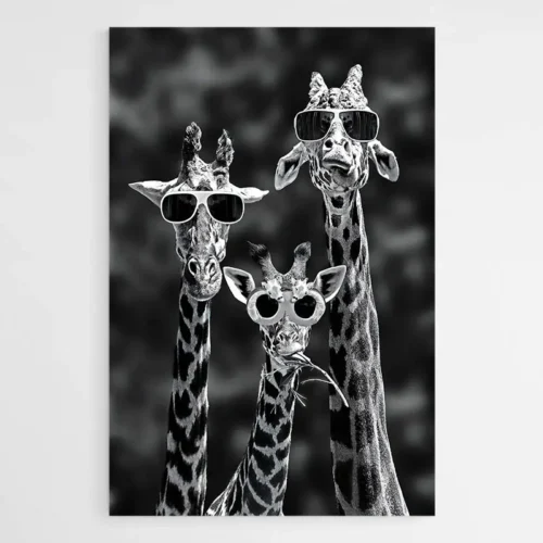 Tableau Girafes Noir et Blanc