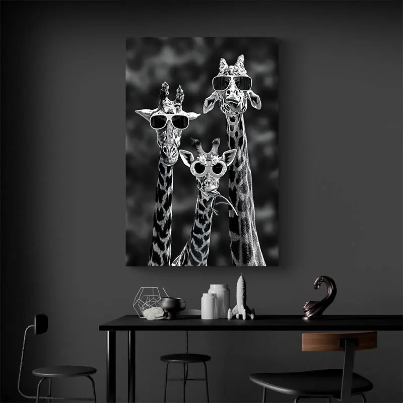 Tableau Girafes Noir et Blanc