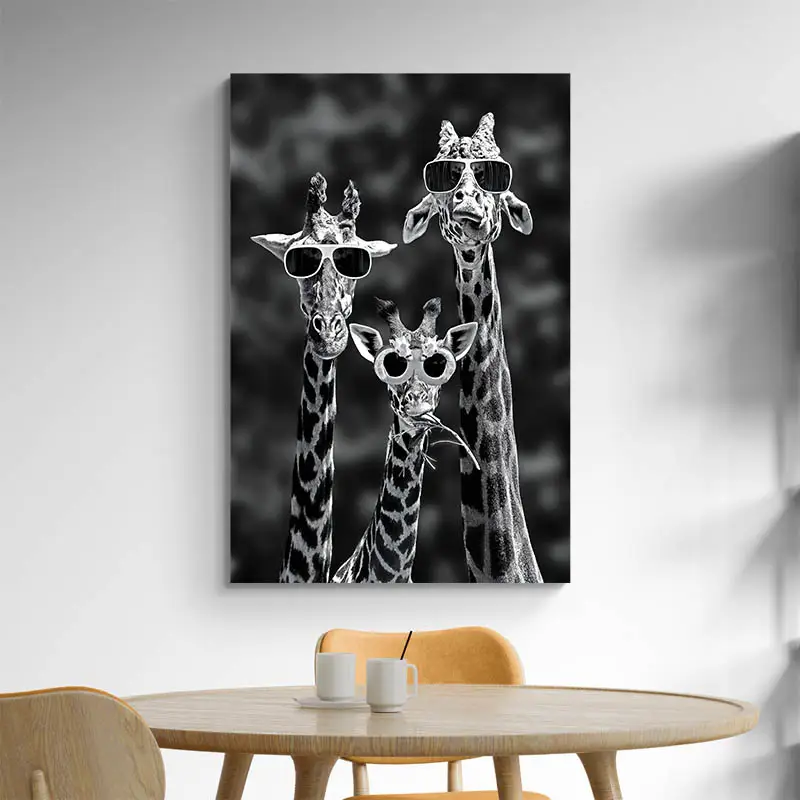 Tableau Girafes Noir et Blanc