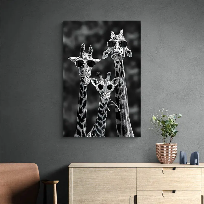 Tableau Girafes Noir et Blanc