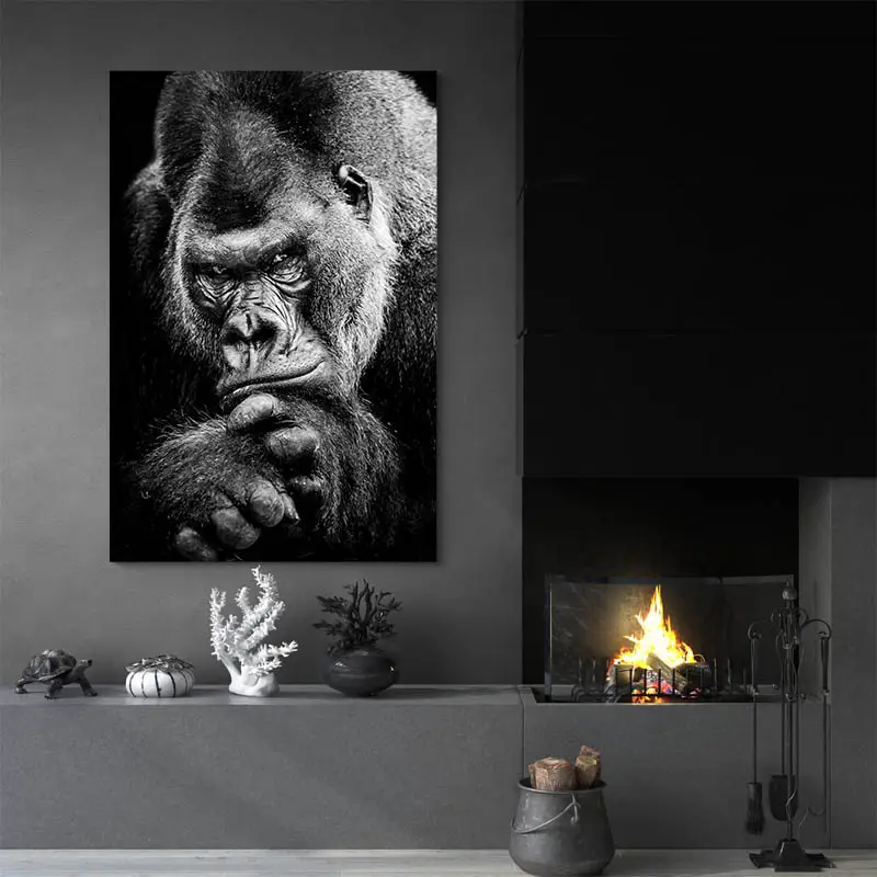 Tableau Gorille Noir et Blanc