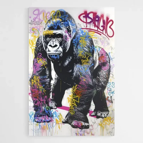 Tableau Gorille Street Art Rose