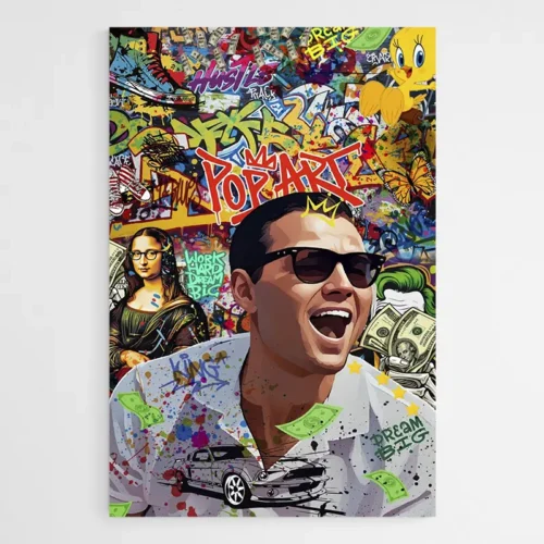 Tableau Graffiti le Loup de Wall Street