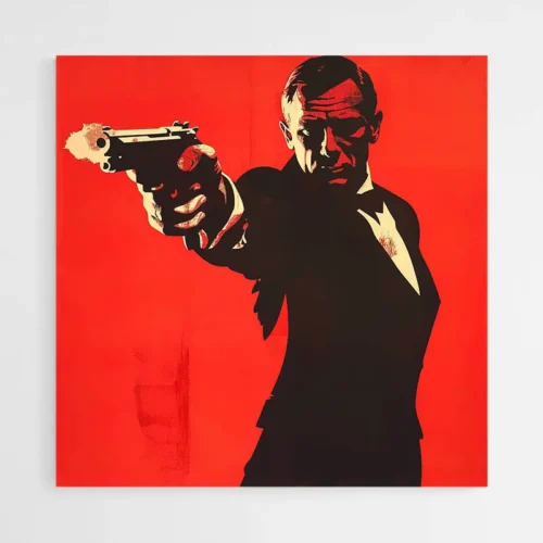 Tableau James Bond rouge