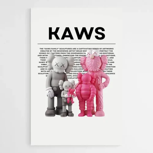 Tableau Kaws Figurines Rose
