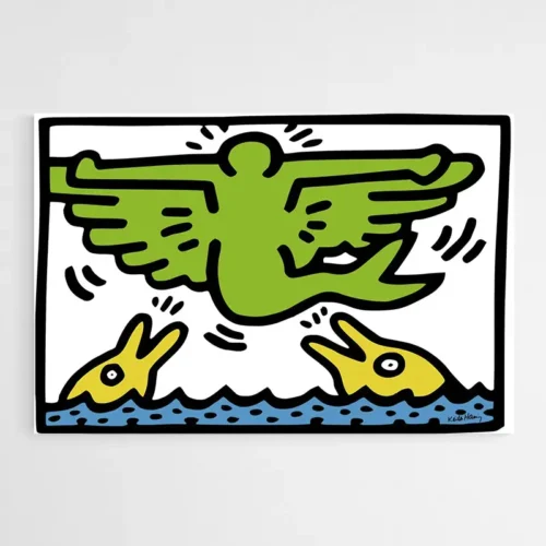 Tableau Keith Haring Dolphin Flying Angel