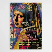 Tableau la Jeune Fille A la Perle Street Art