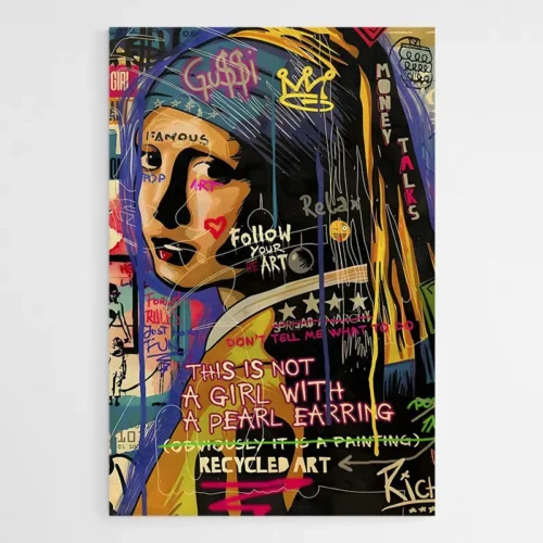 Tableau la Jeune Fille A la Perle Street Art