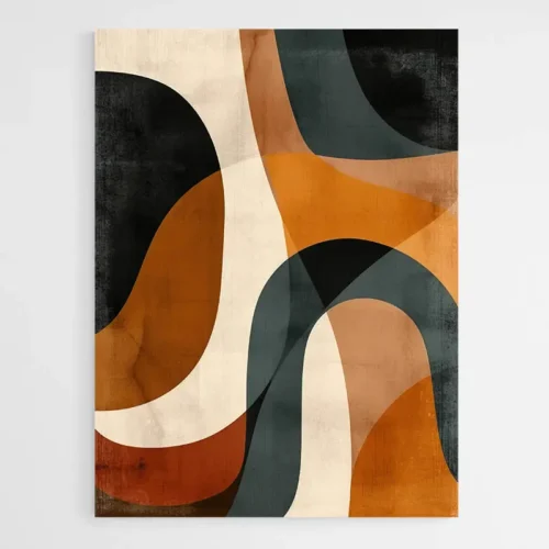 Tableau lignes géométriques oranges