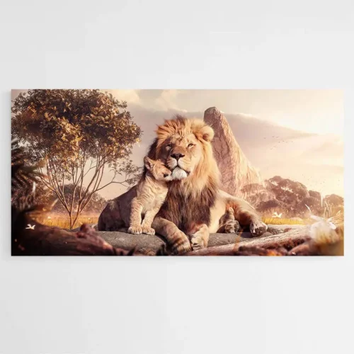 Tableau Lion et Lionceau