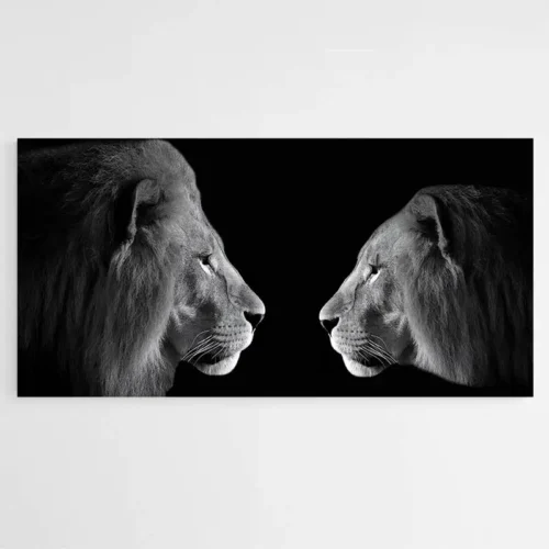 Tableau Lion et Lionne Noir et Blanc