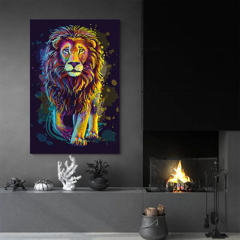 Tableau Lion Multicolore
