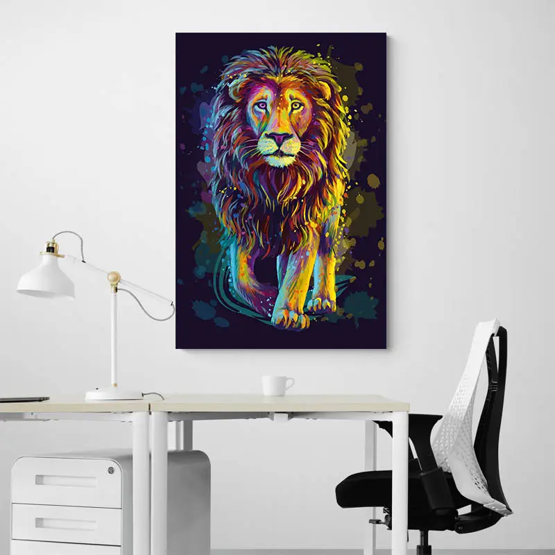 Tableau Lion Multicolore