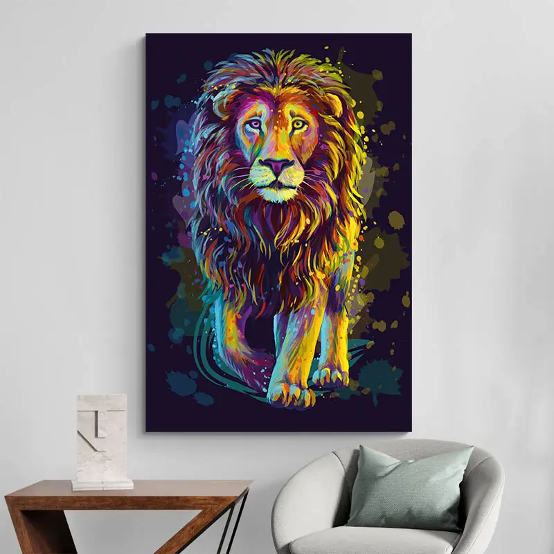 Tableau Lion Multicolore
