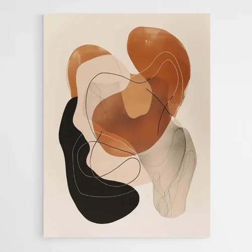 Tableau minimaliste abstrait orange et noir