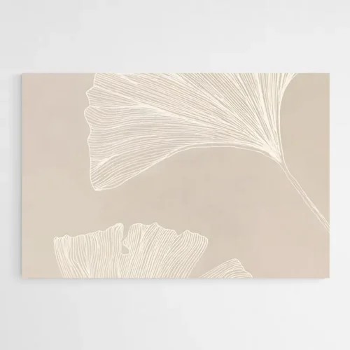 Tableau Minimaliste Feuilles de Ginkgo
