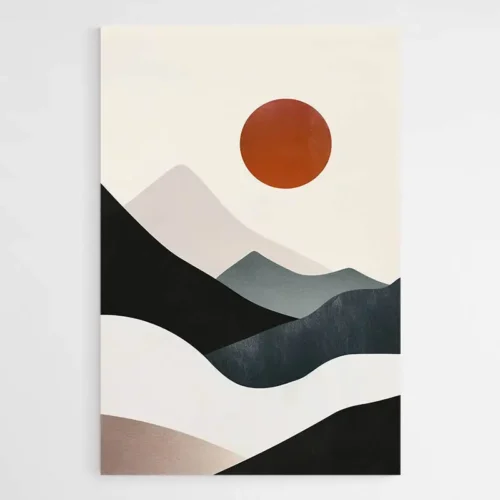 Tableau minimaliste soleil rouge