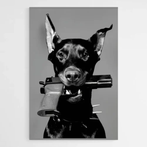 Tableau Chien Noir et Blanc