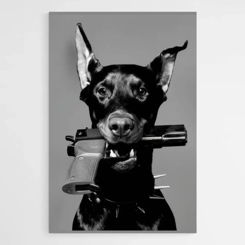 Tableau Chien Noir et Blanc