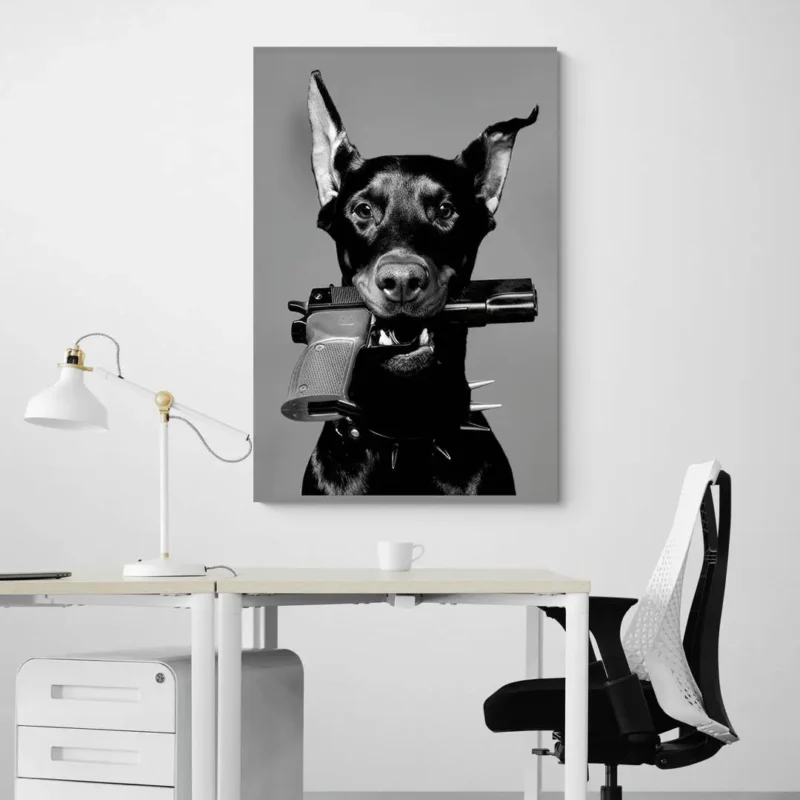 Tableau Chien Noir et Blanc