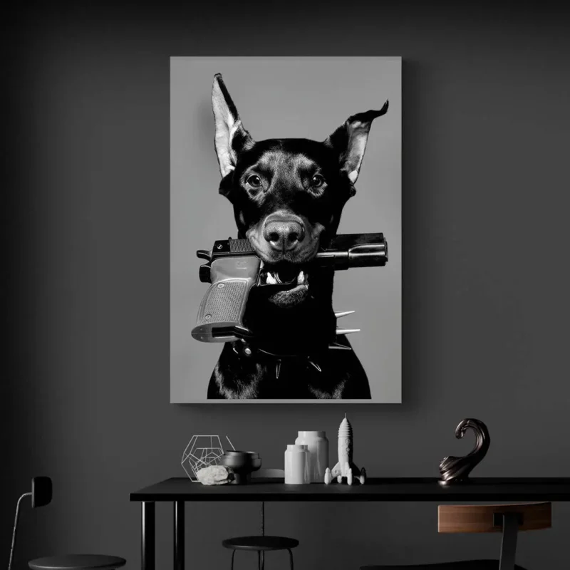 Tableau Chien Noir et Blanc