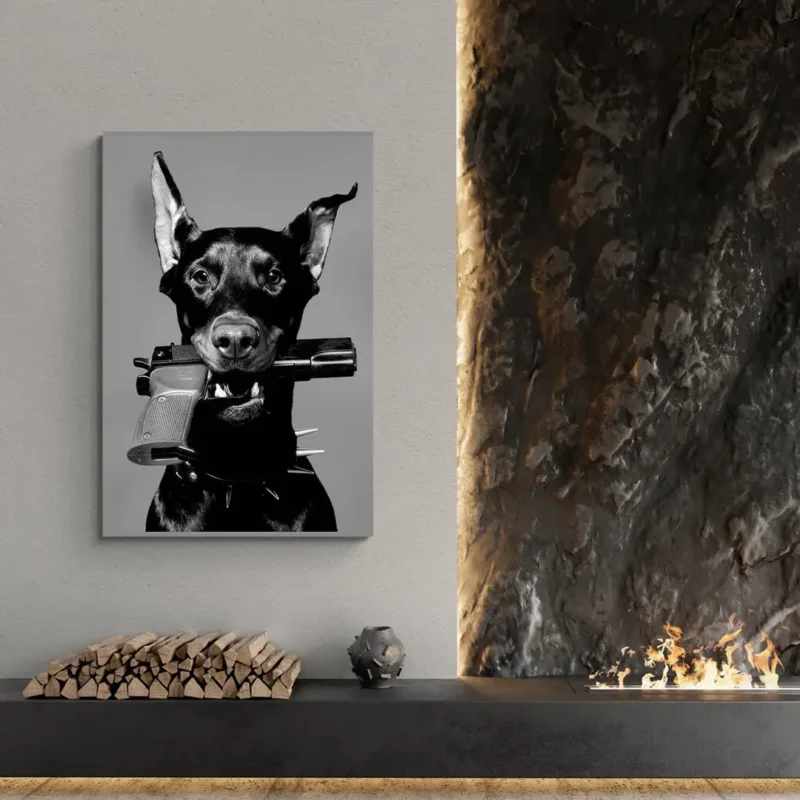 Tableau Chien Noir et Blanc