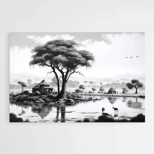 Tableau Noir et Blanc Africain