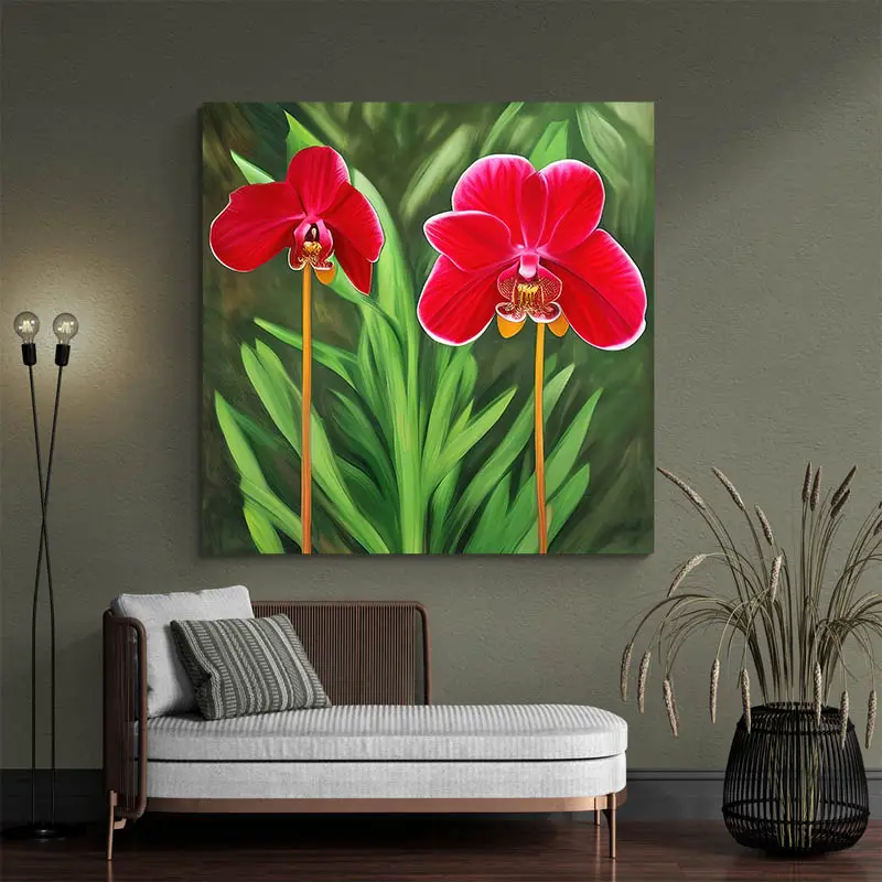 Tableau Orchidée Rouge