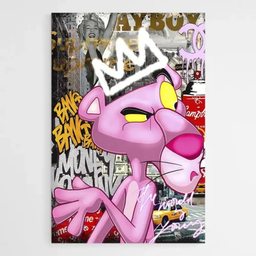 Tableau Panthere Rose Graffiti