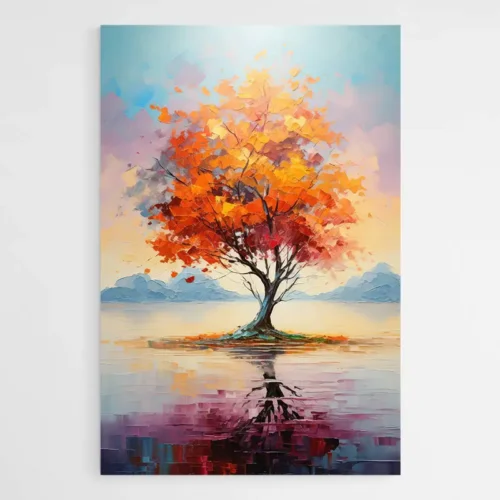 Tableau Peinture Arbre Orange