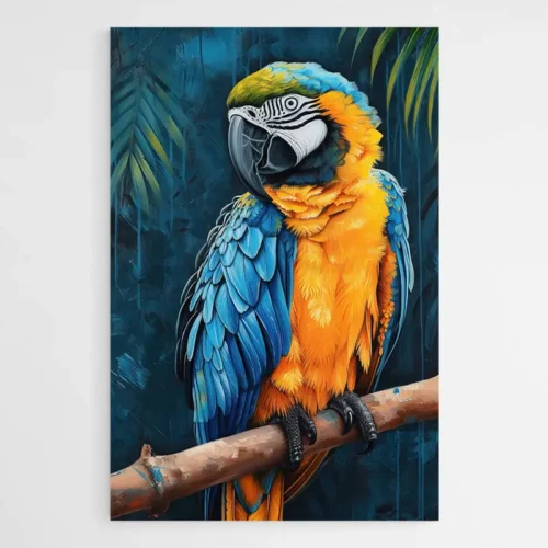 Tableau Perroquet Bleu et Jaune