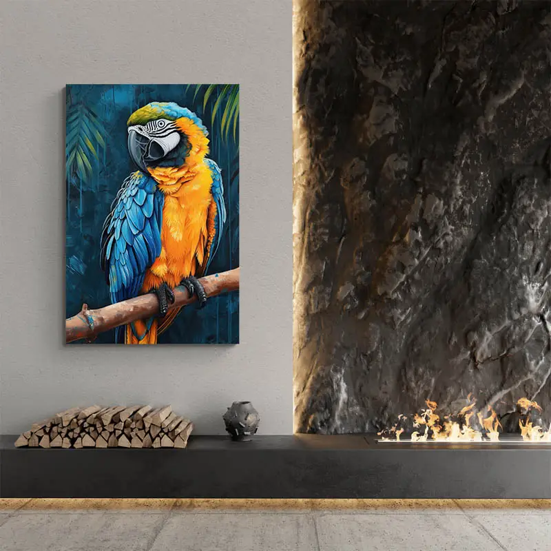 Tableau Perroquet Bleu et Jaune