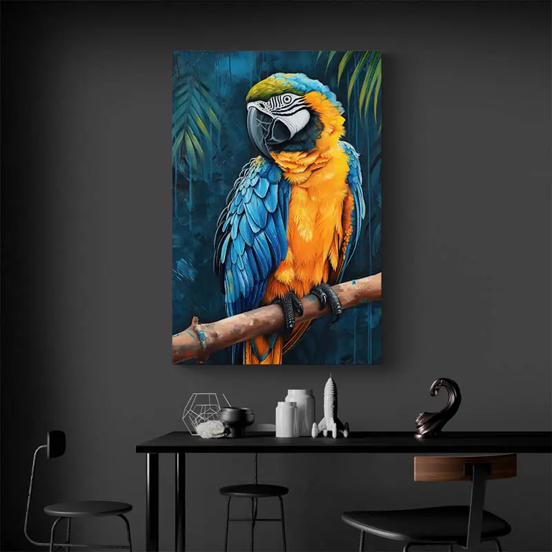 Tableau Perroquet Bleu et Jaune