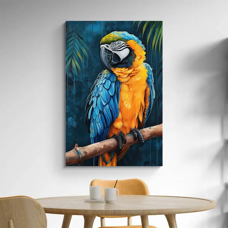 Tableau Perroquet Bleu et Jaune