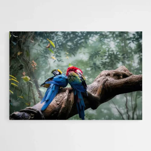 Tableau Perroquets Bleus