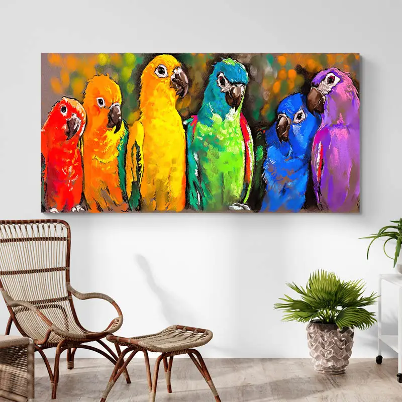 Tableau Perroquets Colorés